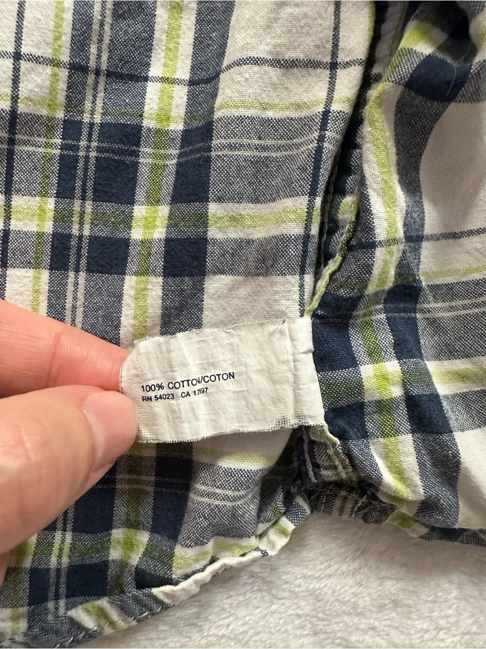 Baby Gap Plaid Short Sleeve Button Up Shirt White Blue Boys Size 18-24 Months